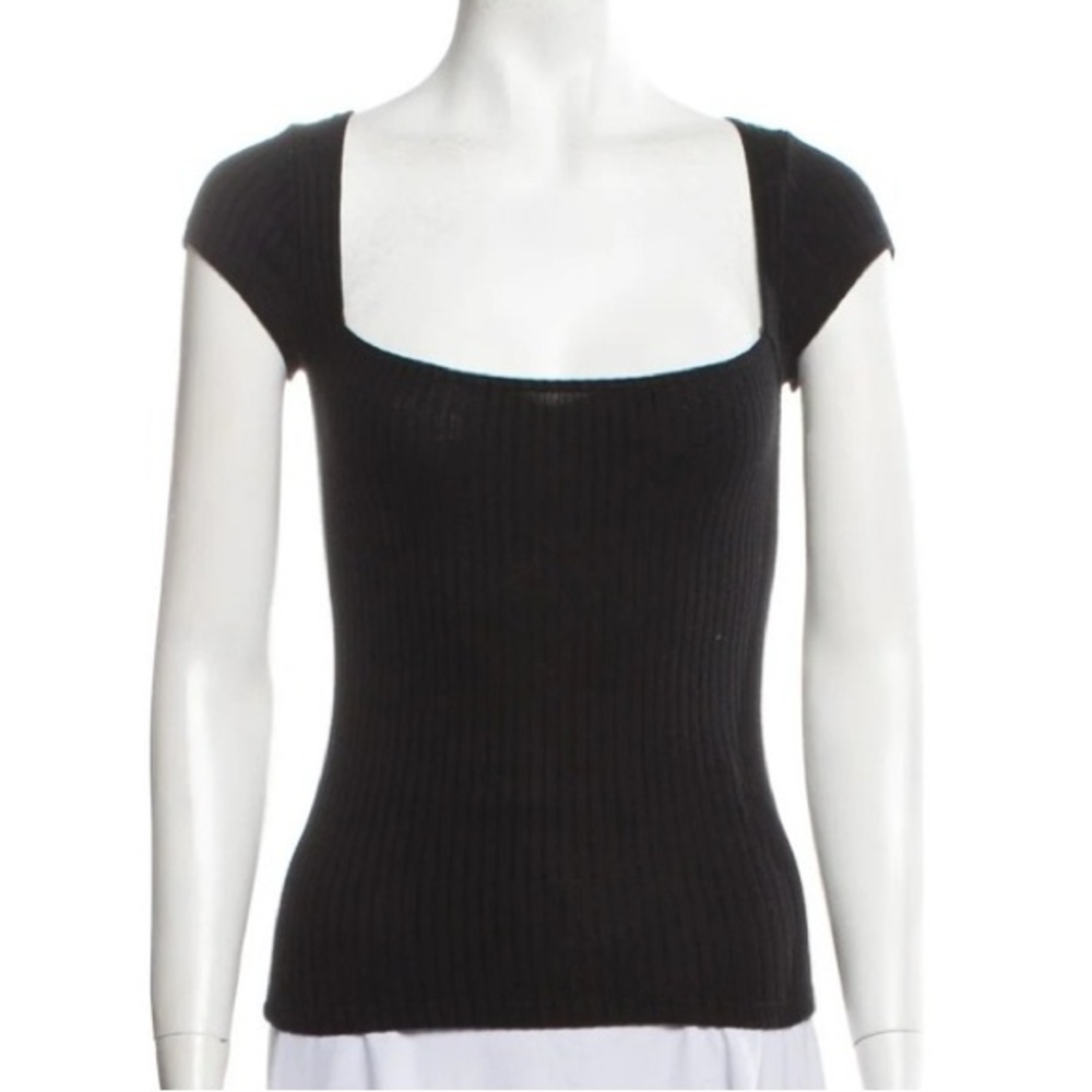 Reformation Jeans black square neck short sleeve top - Picture 6 of 6